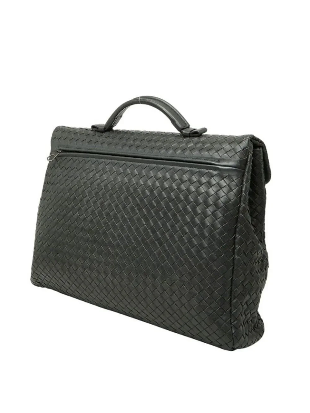 Bottega Veneta Intrecciato Business Briefcase Gray Leather